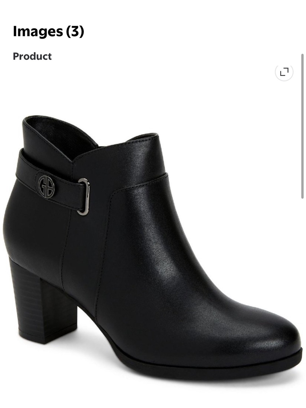 Gianni Bini Black Faux-Leather Ankle Booties with Side Zip and Buckle